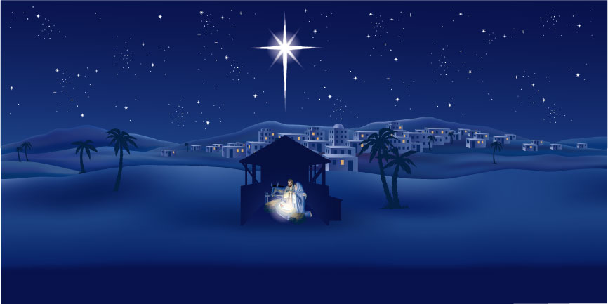 Nativity scene and star