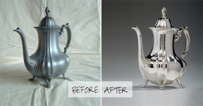 Silver Tea pot before and after